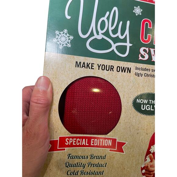 NWT Ugly Christmas Sweater Kit Men XL Women XXL Red Knit Sweater Reindeer Snow - Picture 10 of 11
